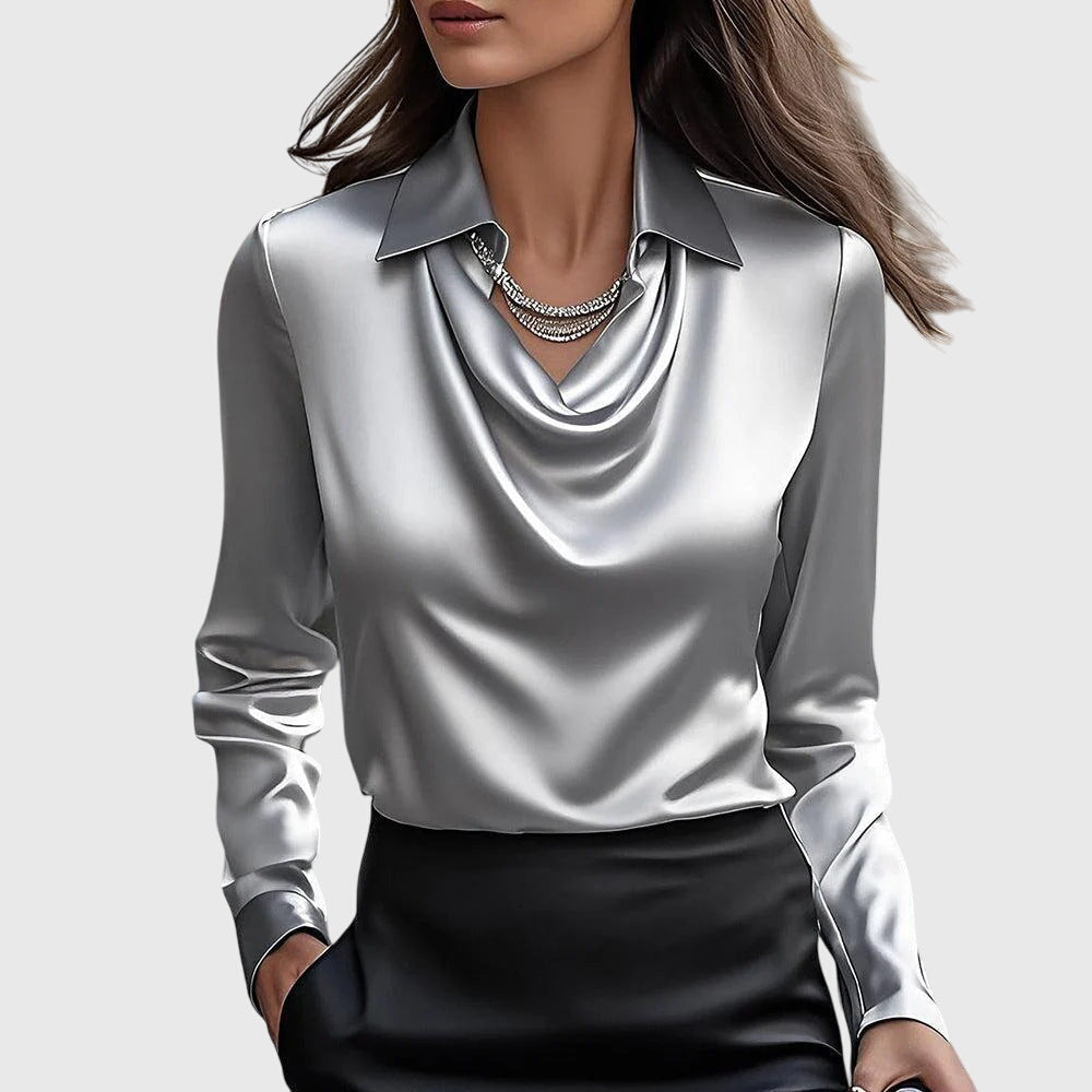 Brooklyn – Elegant skjorte i blank silke satin