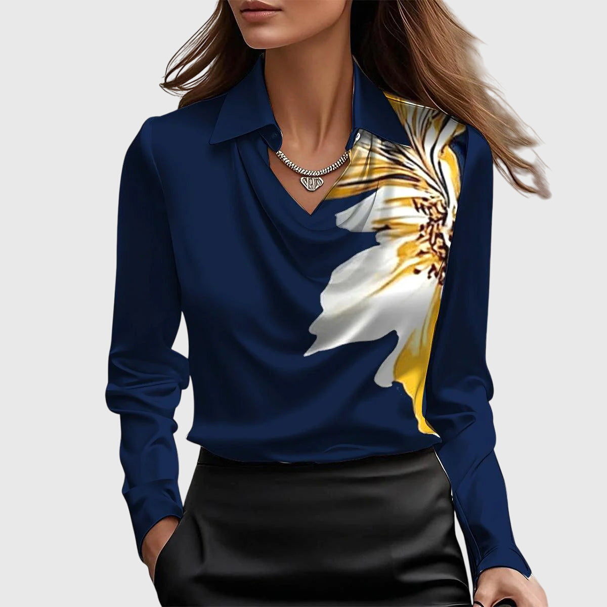 Brooklyn – Elegant skjorte i blank silke satin