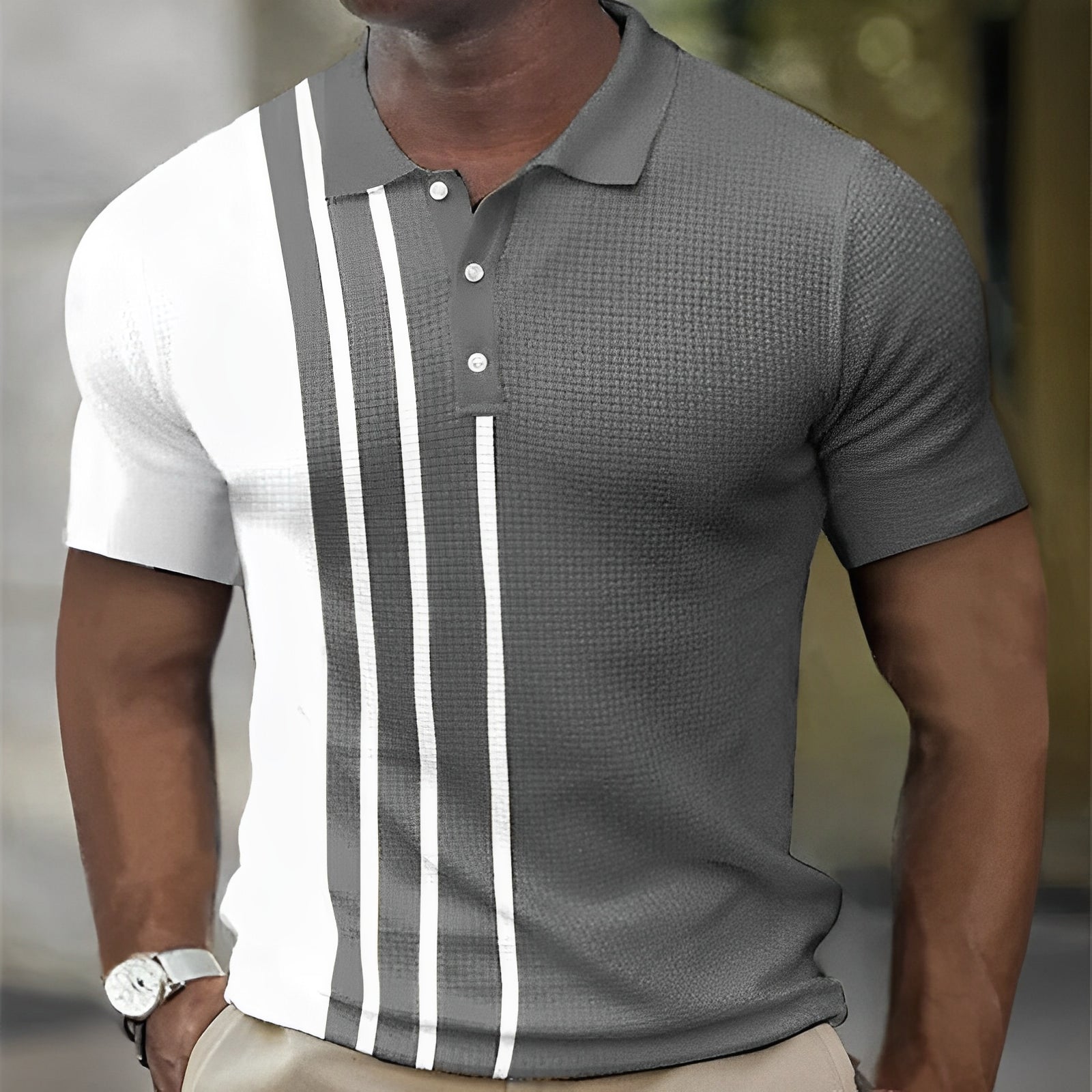 ROMEO - Herrepoloskjorte med stilige striper – Slim Fit