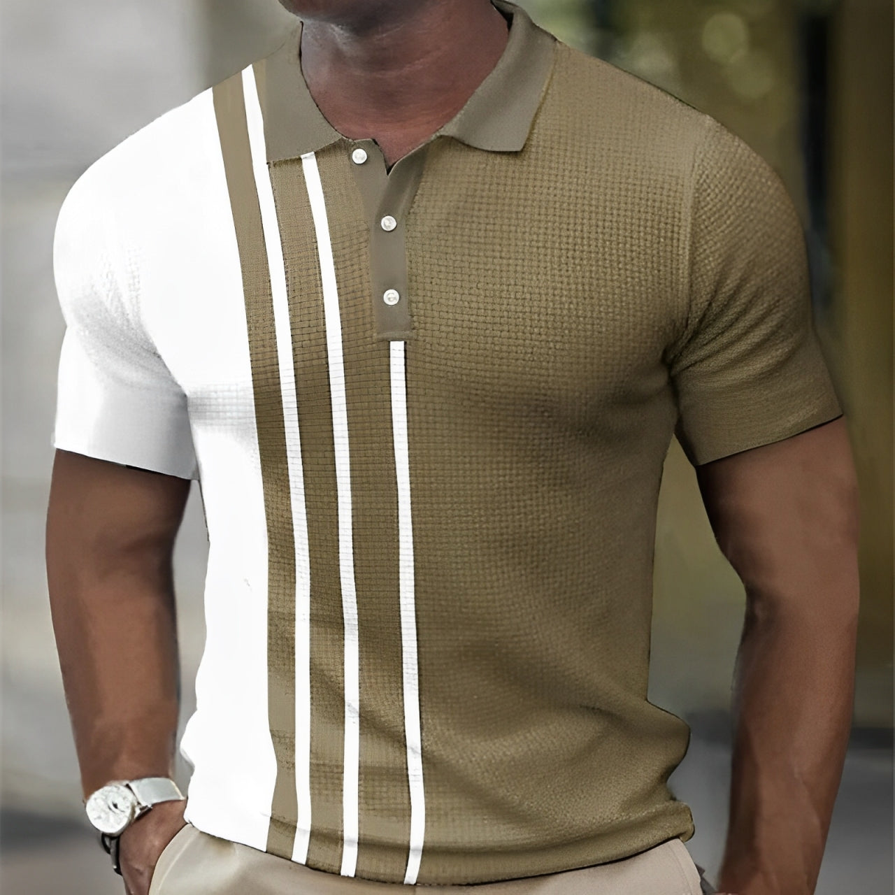 ROMEO - Herrepoloskjorte med stilige striper – Slim Fit