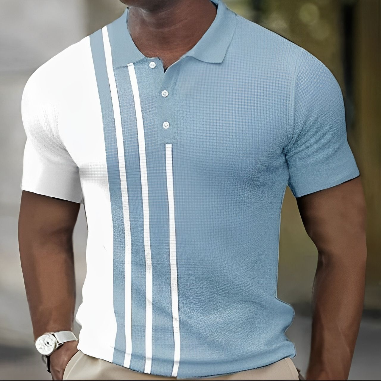 ROMEO - Herrepoloskjorte med stilige striper – Slim Fit
