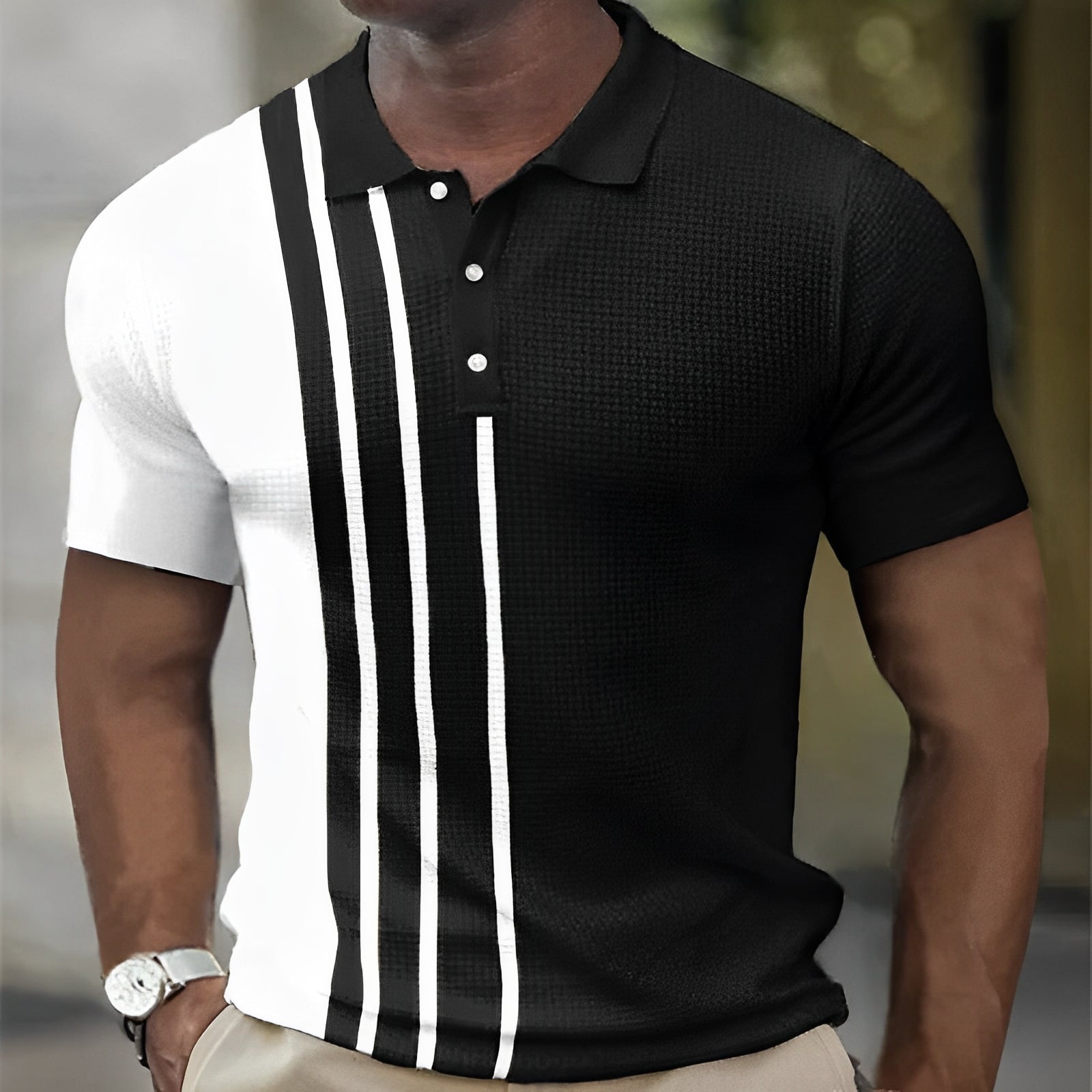 ROMEO - Herrepoloskjorte med stilige striper – Slim Fit