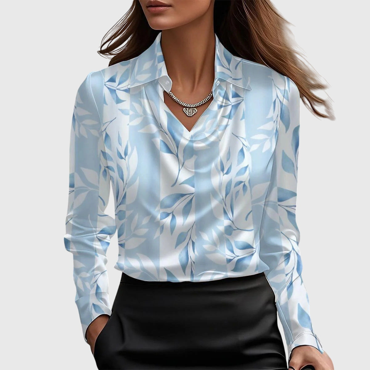 Brooklyn – Elegant skjorte i blank silke satin